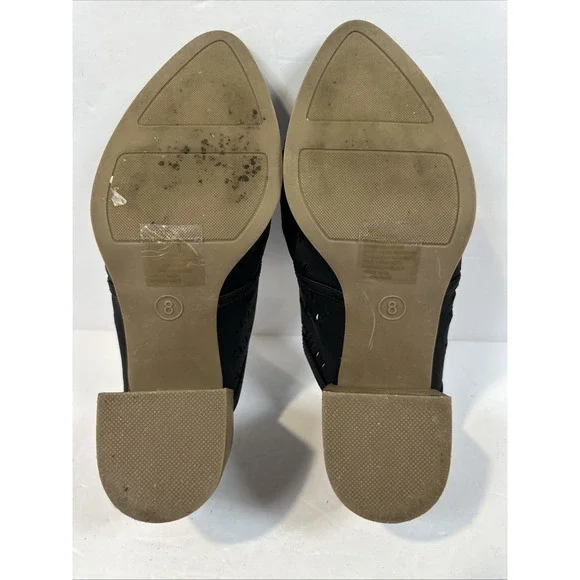 Lauren Conrad Bootie Heels Womens Size 8 Black Slip-On Block Heel Moto Shoes - Picture 7 of 8